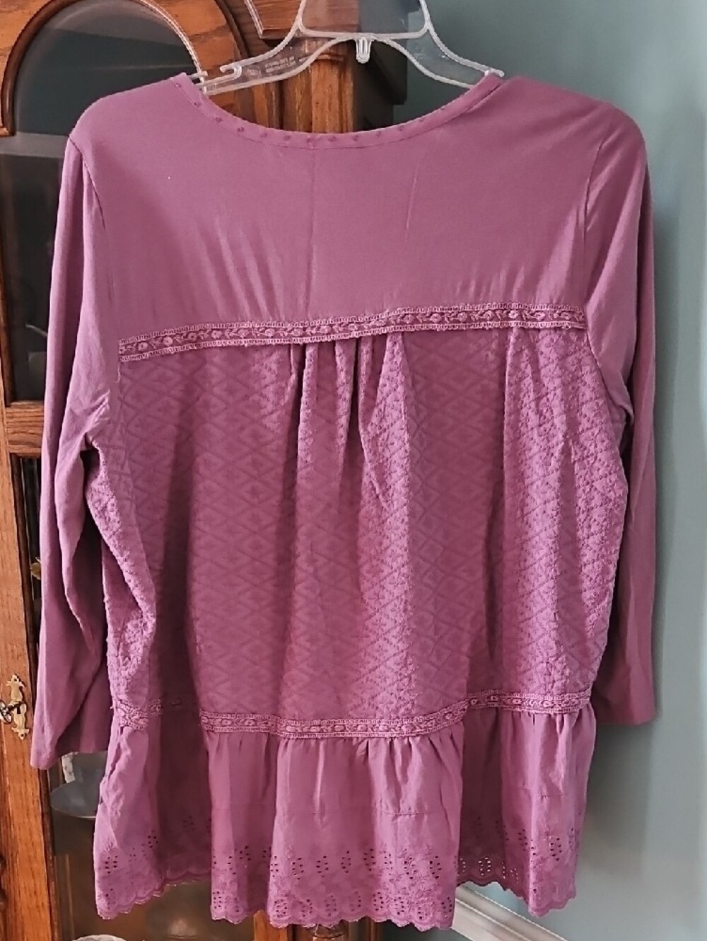 Women's TALBOTS Pink Button Henley Top & LOGO Lavish Purple Mixed TUNIC - Picture 12 of 13